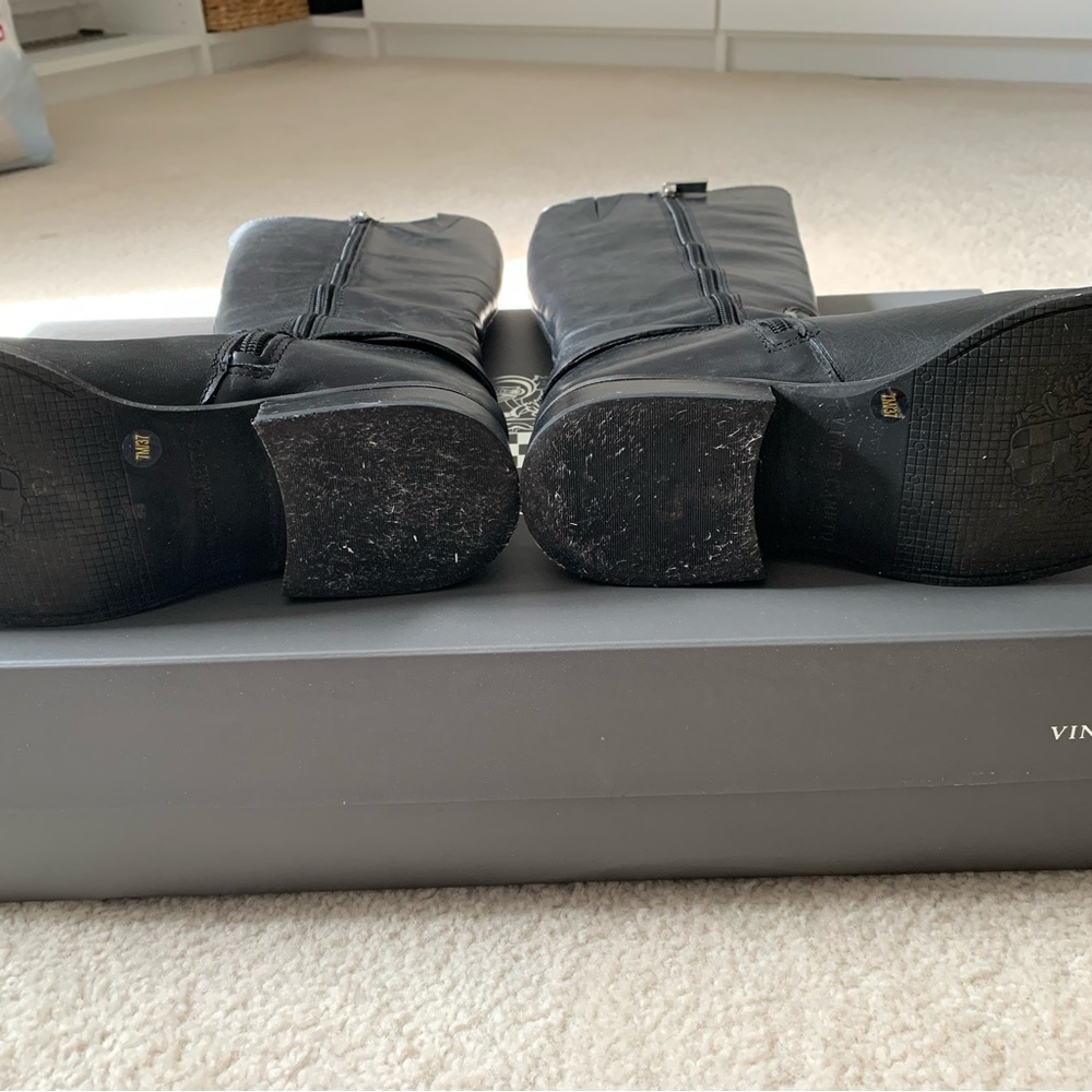 Vince Camuto Black Leather Tall Boots - Picture 5 of 6